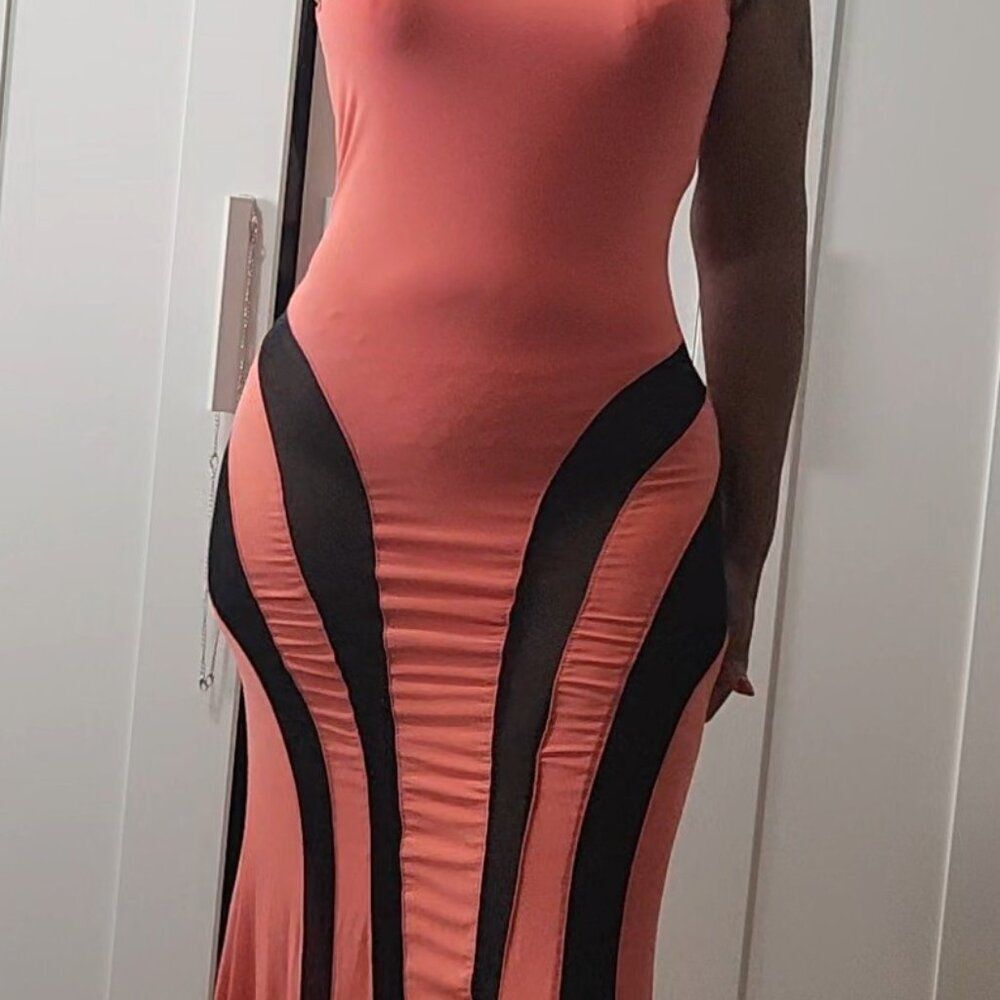 NEW Coral Sleeveless Mesh Maxi dress Size M